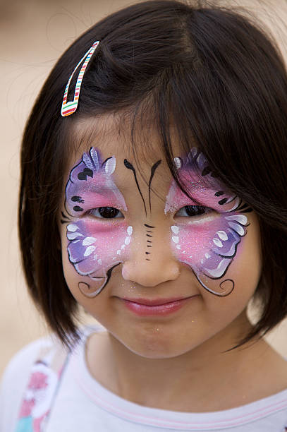 Face painting example: Purple Butterfly