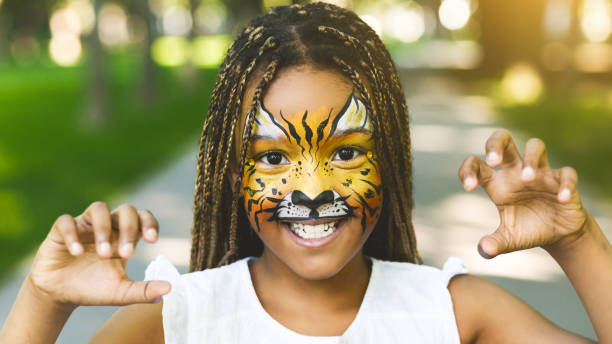 Face painting example: Tiger Stripes